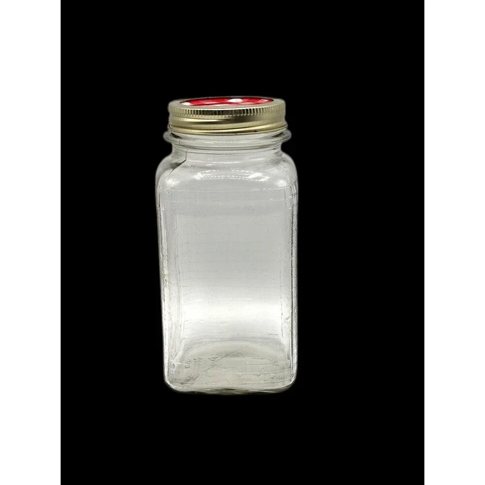 Vintage Square Qt. Jar Waffle/grid Pattern Three Sides Canning/ Coffee Jar